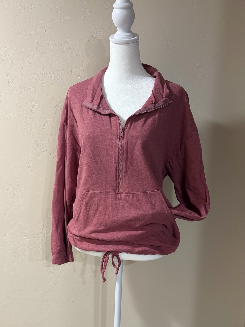 Vanilla Bay Mauve Half-Zip Drawstring Hem Pullover Top